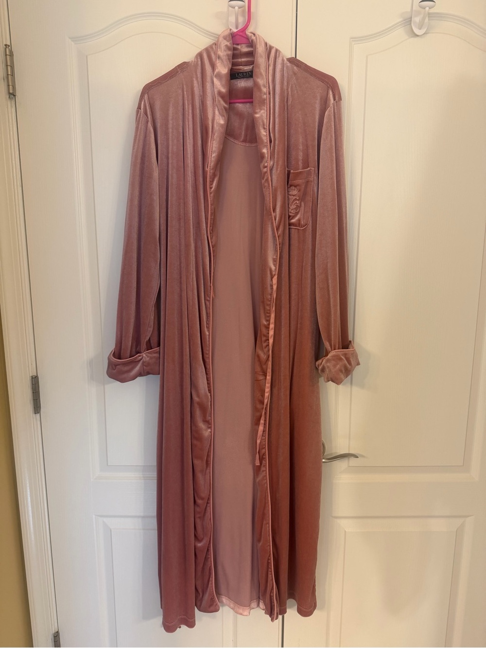 Lauren Ralph Lauren Dusty Rose Velvet Long Robe